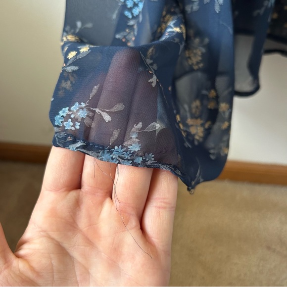 Neesees Dresses The Karlee Orange Creek Modest Maxi Chiffon Navy Floral Dress S - Picture 8 of 12